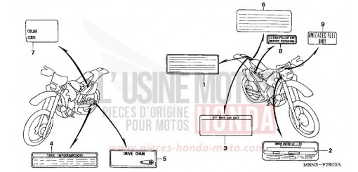 ETIQUETTE DE PRECAUTIONS XR650R1 de 2001